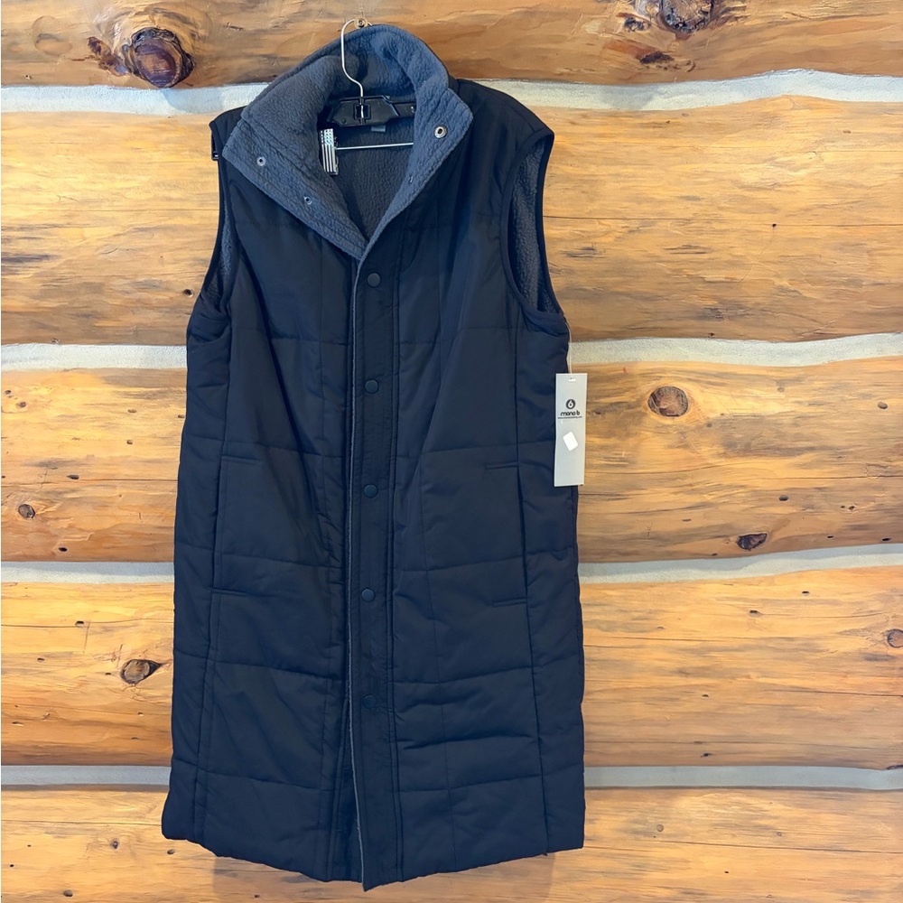 Mono B Cozy Up Sherpa Lined Vest - Black size Small - Picture 2 of 4
